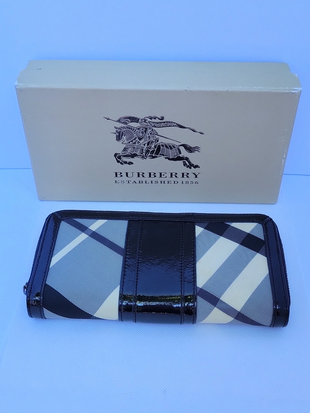 Burberry Dark Brown Leather Zip Card Wallet with Logo Stamp - Picture 1 of 8